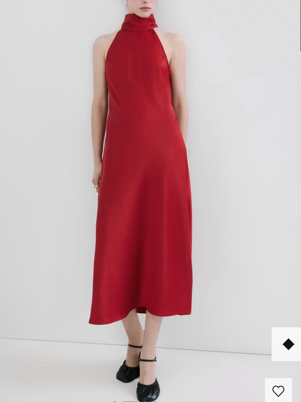 Mango Red Halter Maxi Dress WRINKLED EFFECT HALTER DRESS 9069